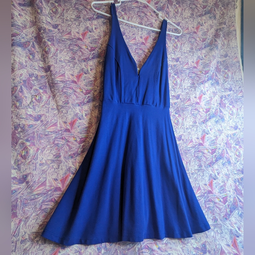 Charlotte Russe Royal Blue Midi Flare Skater Dress Size M